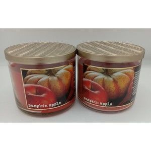 Lot Of 2 Bath & Body Works ~ PUMPKIN APPLE ~ 3-Wick Large Candles NEW